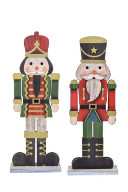 Dekorace panáček NUTCRACKER, dřevo, červ./zel./černá, 16x45x5,5cm, 2T  (EFS-411086)