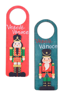 Visačka na dveře panáček NUTCRACKER, dřevo, červená, 8x24x1cm, 2T  (EFS-411192)