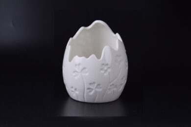 Miska/obal na květináč VEJCE, porcelán, bílá, 11x13x11cm, ks  (EGO-365262)