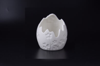 Miska/obal na květináč VEJCE, porcelán, bílá, 9x11x10cm, ks  (EGO-365264)