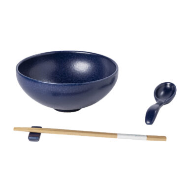 Miska|ramen, lžička, odkladač na hůlky pr.19cm|1L, PACIFICA, modrá, set  (ZCF-XOSS02-BBY)