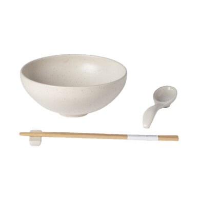 Miska|ramen, lžička, odkladač na hůlky pr.19cm|1L, PACIFICA, bílá (vanilka) set  (ZCF-XOSS02-VAN)